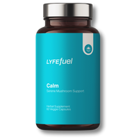 Calm Adaptogen Mood Support bottle with label, 60 vegan capsules, adaptogenic mushrooms and medicinal herbs